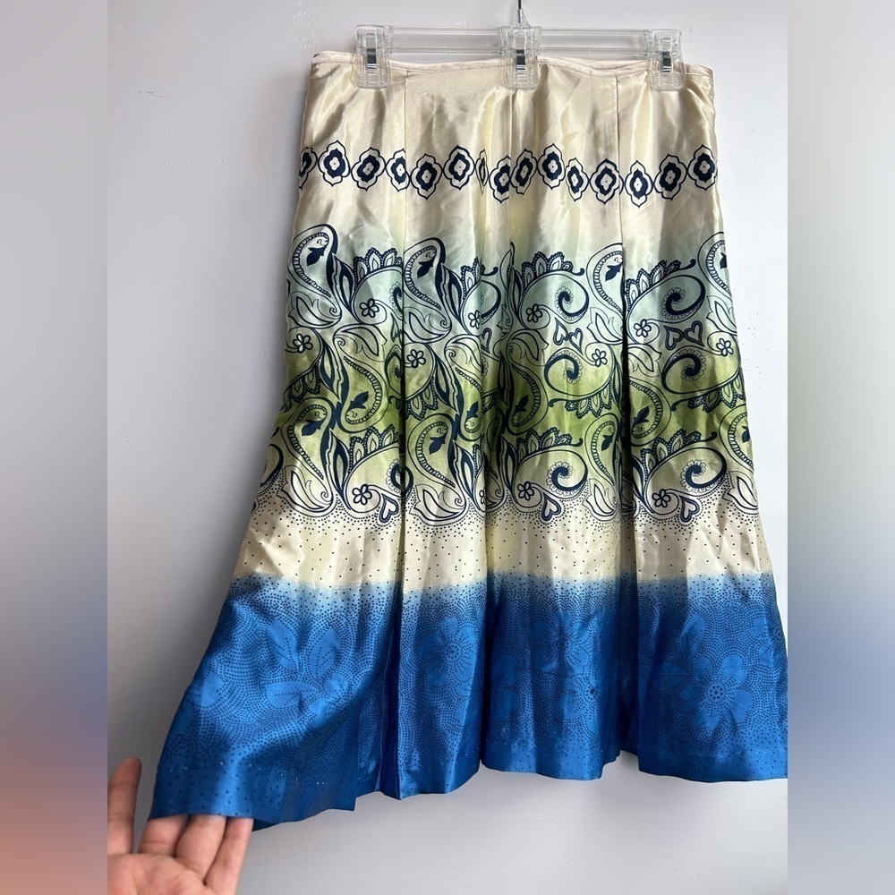 JohnPaulRichard Fairy S Boho Paisley Vtg Y2K Satin tie die Multicolor‎ zip Skirt